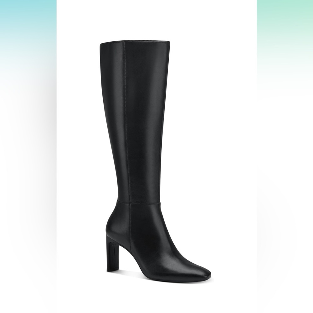 Alfani Womens Tristanne Leather Tall Knee-High Boots Black